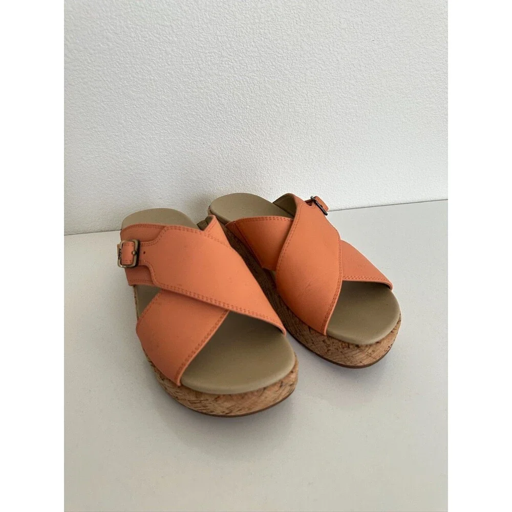 ABEO Dylan Platform Criss Cross Sandal Orange Leather Orthopedic Women's 6.5